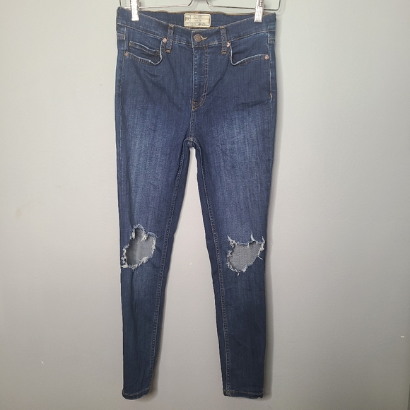 Free People High Rise Busted Knee Skinny Jeans - Picture 2 of 7